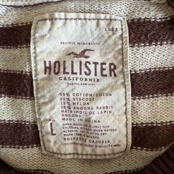 Vintage Y2K Hollister Brown Stripped Hooded Henley Bella Swan Shirt Sweater L - Picture 3 of 5